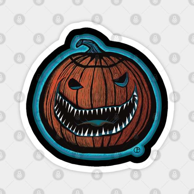 Scary Pumpkin Magnet by Art from the Blue Room