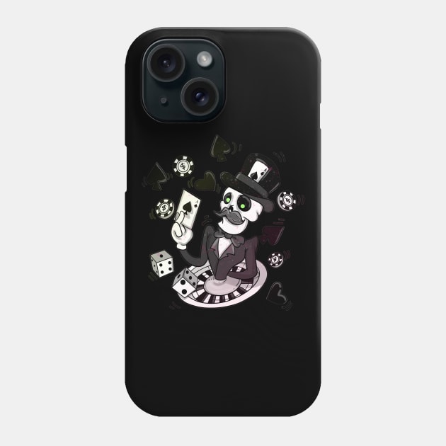 Skeleton Casino Blackjack Dealing Poker Playing Skull Phone Case by Trendy Black Sheep