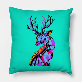 bright dear deer ecopop mexican venado in totonac tribal art Pillow