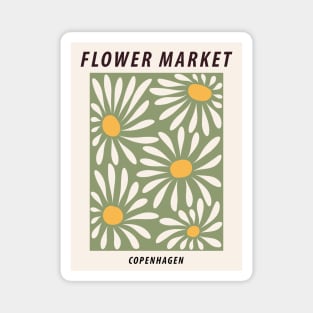 Flower market poster, Copenhagen, Posters aesthetic, Flower art, Chamomile, Daisy art print, Floral art Magnet