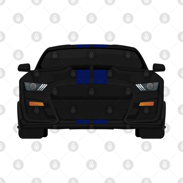 Shelby GT500 2020 Shadow-Black + Kona-Blue Stripes by VENZ0LIC