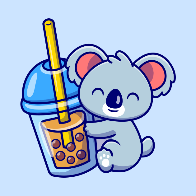 Cute koala hug boba milk tea by BadrooGraphics Store