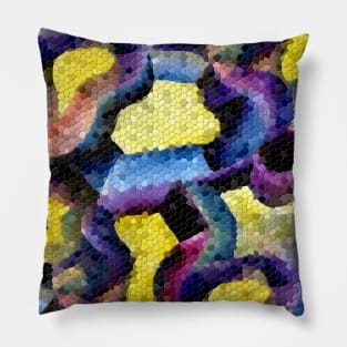 Contemporary Watercolor Mosaic  Abstract Pattern Pillow