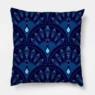 Classic Blue Peacock Scales Pillow