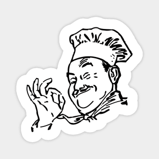 Chef's okay, chef, vintage chef cook with ok sign Magnet