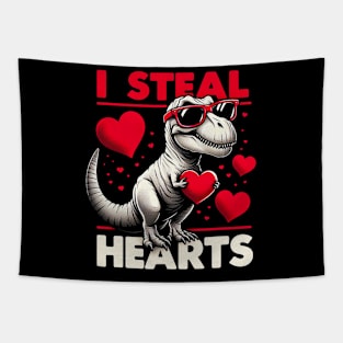 Valentines Day I Steal Hearts Boys Men Love T rex Dino Baby Tapestry