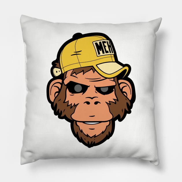 Monkey MEH Pillow by TheVectorMonkeys