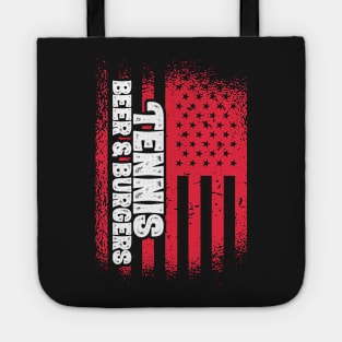 Tennis Beer And Burgers - US Flag design Tote