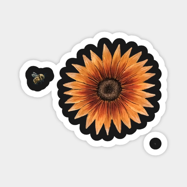 Bumble Bee and Sunflower Graphic Magnet by SistersInArtN