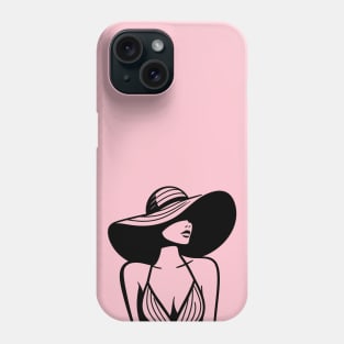 Woman Wearing Wide-Brimmed Sun Hat Phone Case