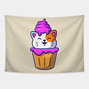 Cute Cat Cupcake Cartoon Tapestry