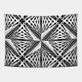 Black and White Geometric Star Tapestry