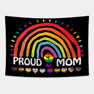 Proud Mom LGBTQ Flag Gay Pride Month For Mothers Tapestry