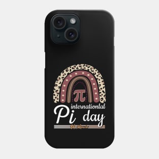 Pi Day 14 March Math Teacher Leopard Rainbow Phone Case