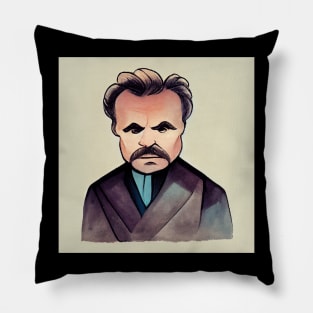 Friedrich Nietzsche portrait | Cartoon style Pillow