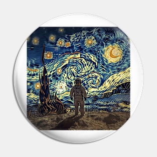 astronaut in van gogh's starry night Pin