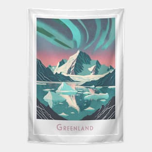 Vintage Retro Travel - Enchanting Greenland Aurora Tapestry