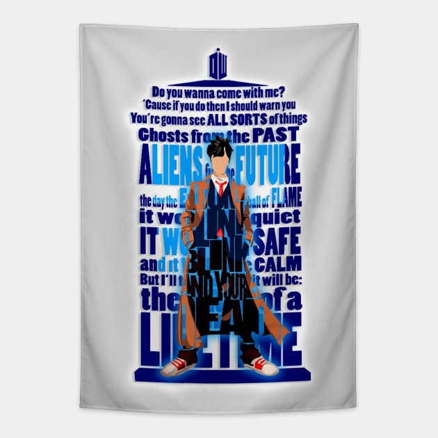 10th Doctor Typograph Tapestry by Dezigner007