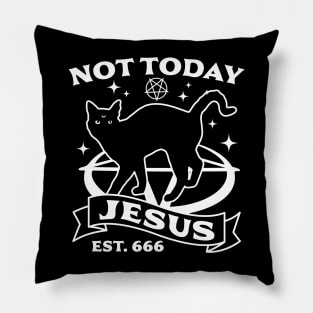 Not Today Jesus - Black Cat  Halloween Goth Pillow