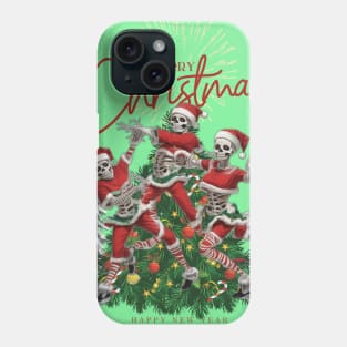 Funny Christmas Dancing Skeletons Santa Phone Case