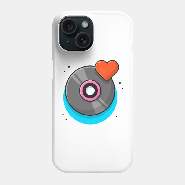 Vinyl Disk Music with Love Symbol Music Cartoon Vector Icon Illustration Phone Case by Catalyst Labs