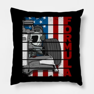 Formula One Race Car American Flag Pillow