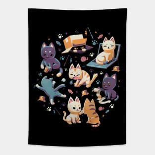 Naughty cats making trouble // Cute kittens, mad cat Tapestry