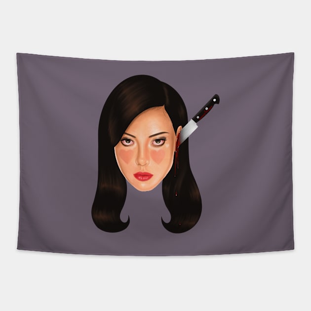 Aubrey Plaza Horror Film Tapestry by Nancyvheart 