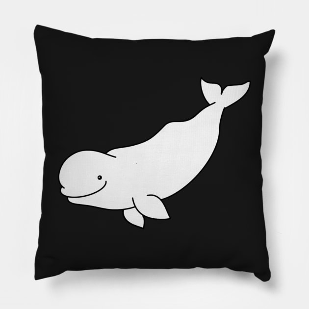 Cartoon Beluga Whale Pillow by Marina Rehder
