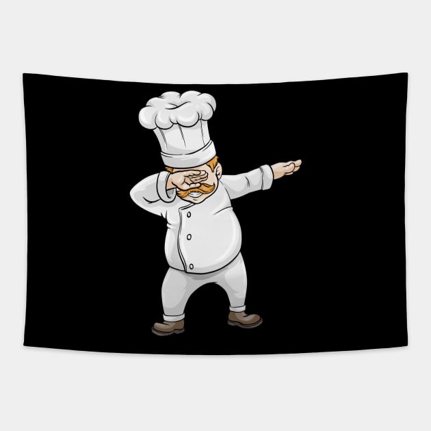 Chef with Chef hat at Hip Hop Dance Dab Tapestry by Markus Schnabel