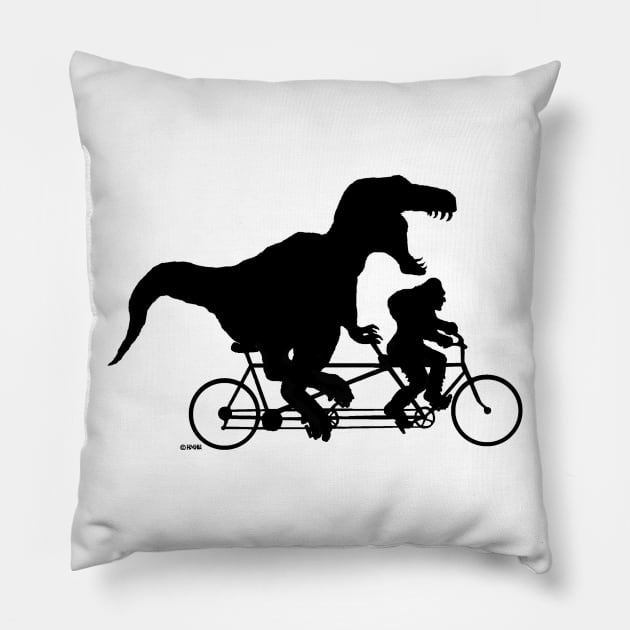 Gone Squatchin cycling with T-Rex Pillow by NewSignCreation