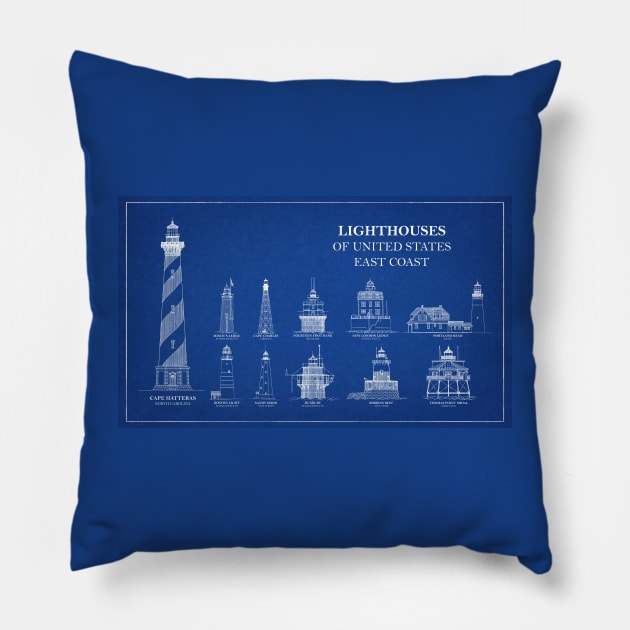 Lighthouses of United States of America - East Coast - A Pillow by SPJE Illustration Photography