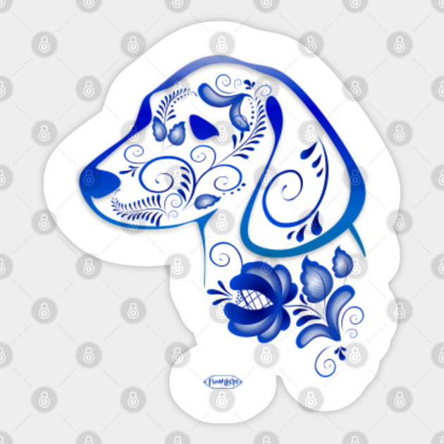Russian Ornaments In Gzhel Style A Floral Pattern Dog Folk Gzhel