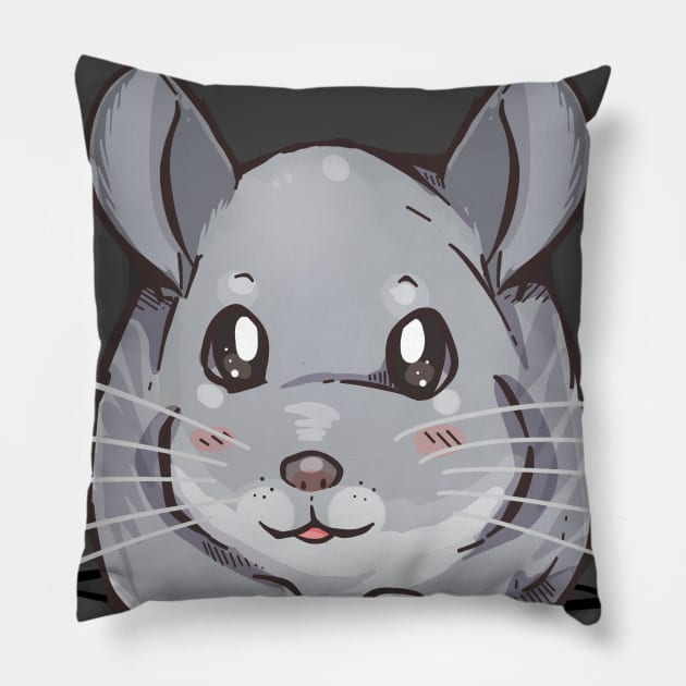 Pocket Cute Grey Chinchilla Pillow by TechraPockets