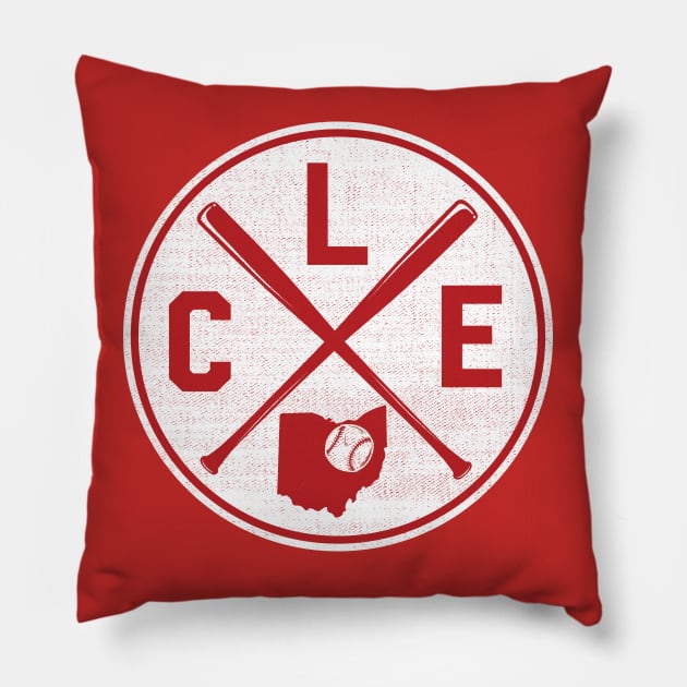 Vintage Cleveland Ohio Map Baseball Bats Pillow by justiceberate