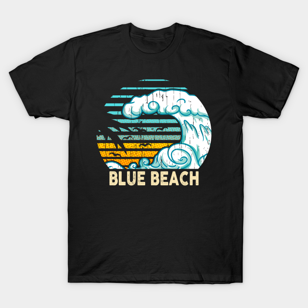 Discover Retro Vintage Blue Beach Souvenir - Blue Beach Summer Souvenir - T-Shirt