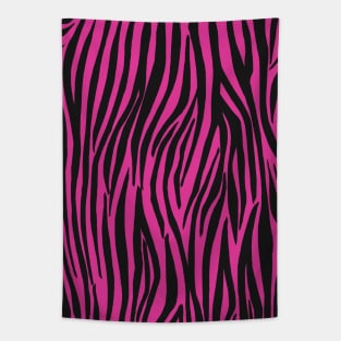 Hot Pink and Black Zebra Print Stripes Tapestry