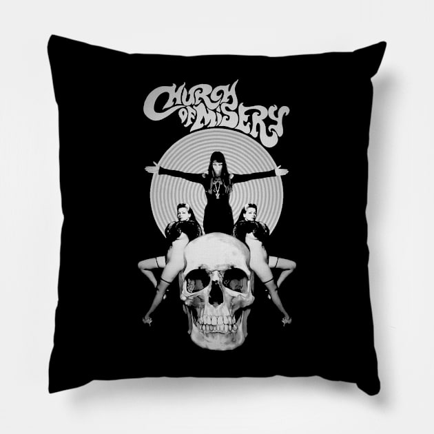 Church of misery Pillow by CosmicAngerDesign