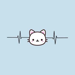 Heartbeat Cat Face T-Shirt