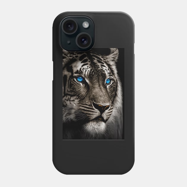 Tiger with blue eyes Phone Case by ai1art