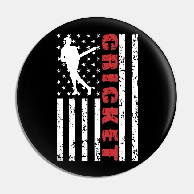 Cricket American Flag - US Sports Pin by Pannolinno