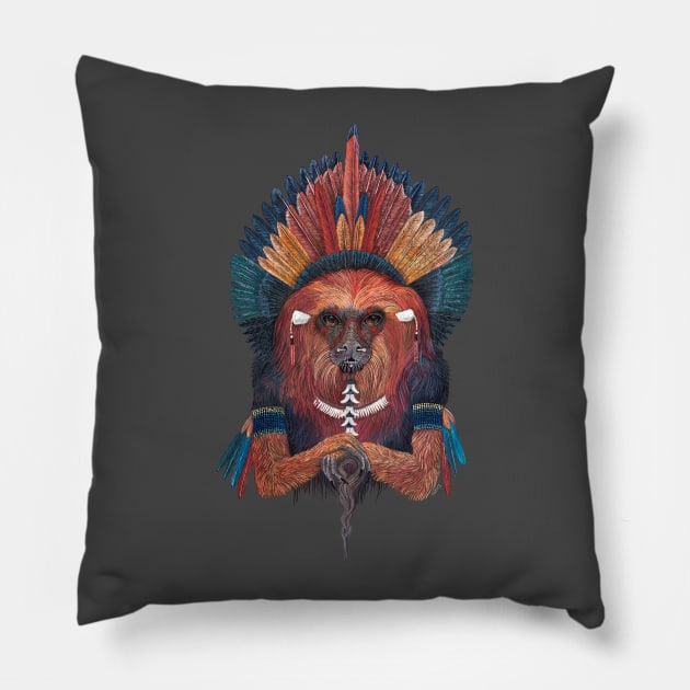 Red Fire Monkey Pillow by ruta13art