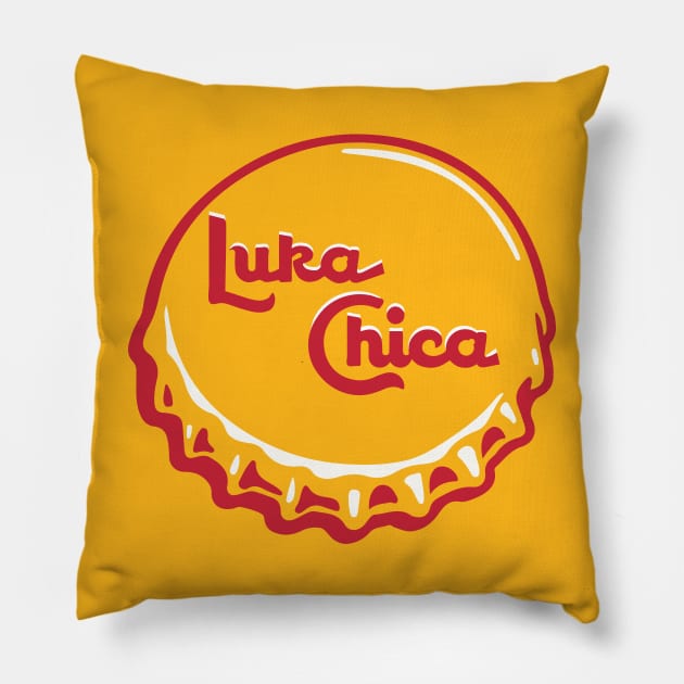 Topo Chico Bottlecap vs Luka Doncic vs Dallas Mavericks Red Pillow by Fresh Fly Threads