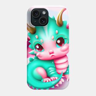 Cute Teal and Pink Baby Dragon Phone Case