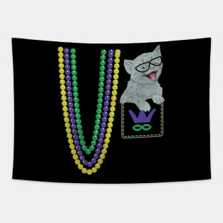 Funny Pocket Kitty Mardi Gras Parade Costume Tapestry