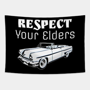 Old School Classic Car Respect Your Elders Tapestry