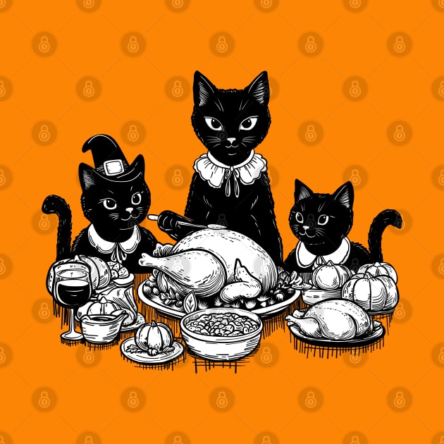 Thanksgiving Kitties by KilkennyCat Art