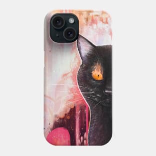 Black cat with fire Phone Case