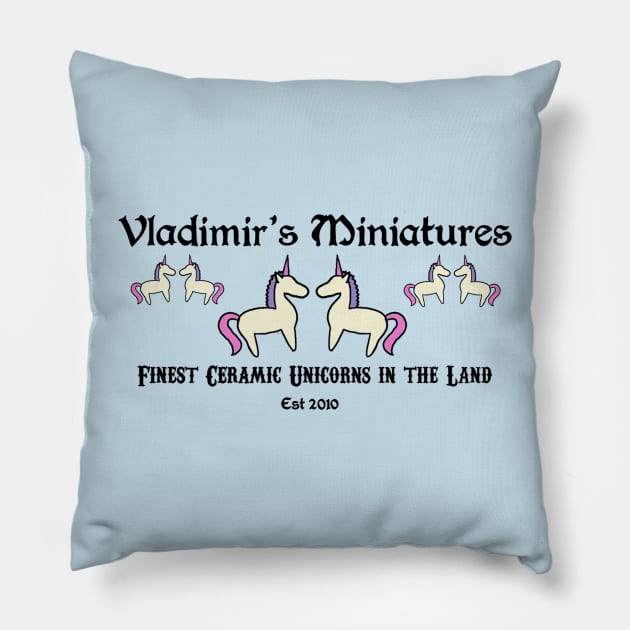 Vladimir’s Miniature Ceramic Unicorns - Tangled Pillow by Meggie Mouse