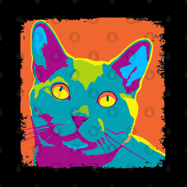 Korat Cat Pop Art - Cat Lover Gift by PawPopArt